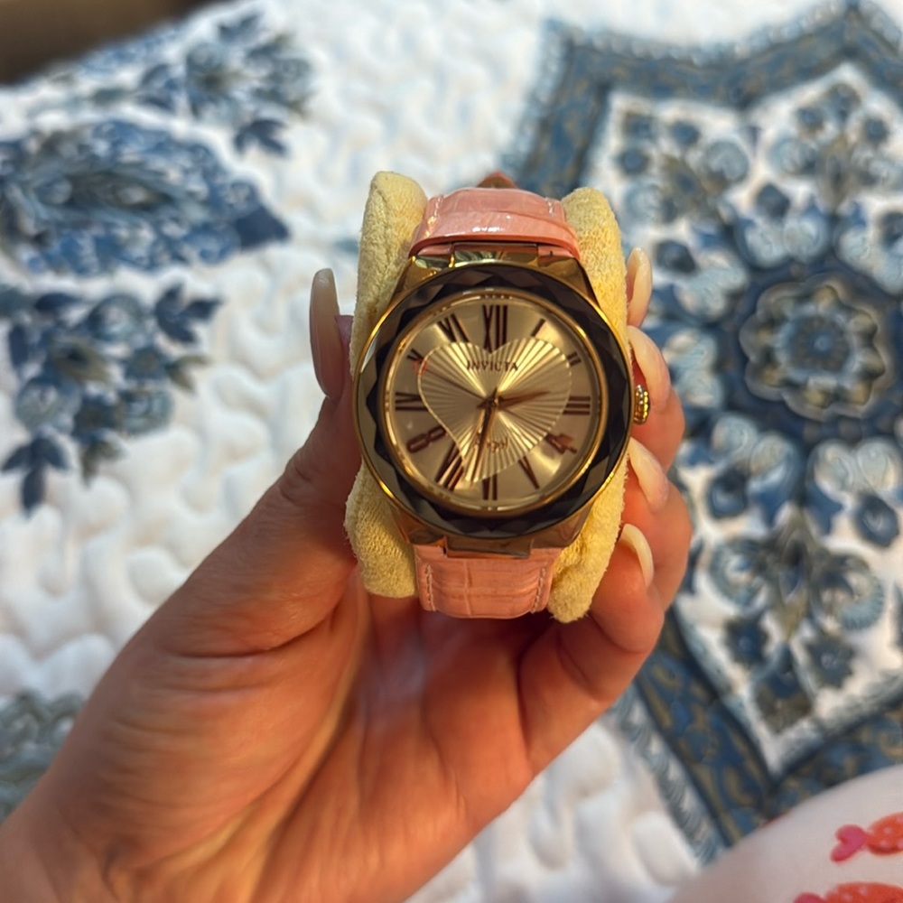 Invicta Angel Watch - Pink Leather Band - Rose Gold Face - NEVER WORN